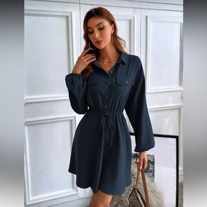 Chic Navy Shirt Dress – Size M (NWOT)